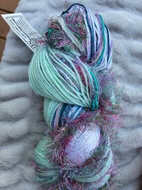 Large Hank Of Mixed Blues, White Purple Textures Yarn from local artist